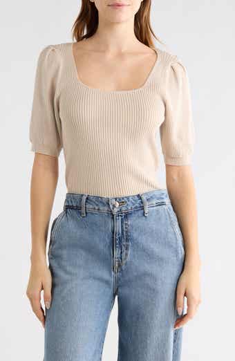 WISHLIST Square Neck Puff Sleeve Sweater