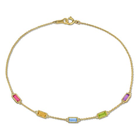 Multi-Gemstone Station Bracelet 10K