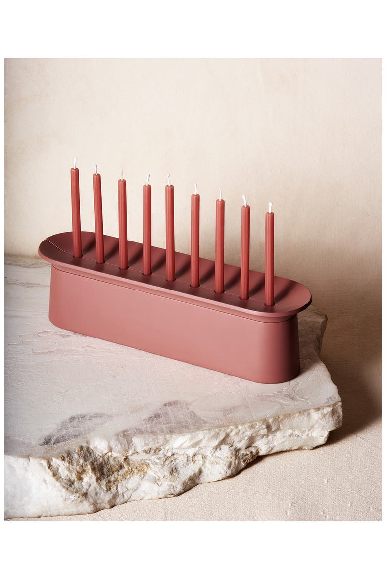 Block Menorah, Alternate, color, CLAY