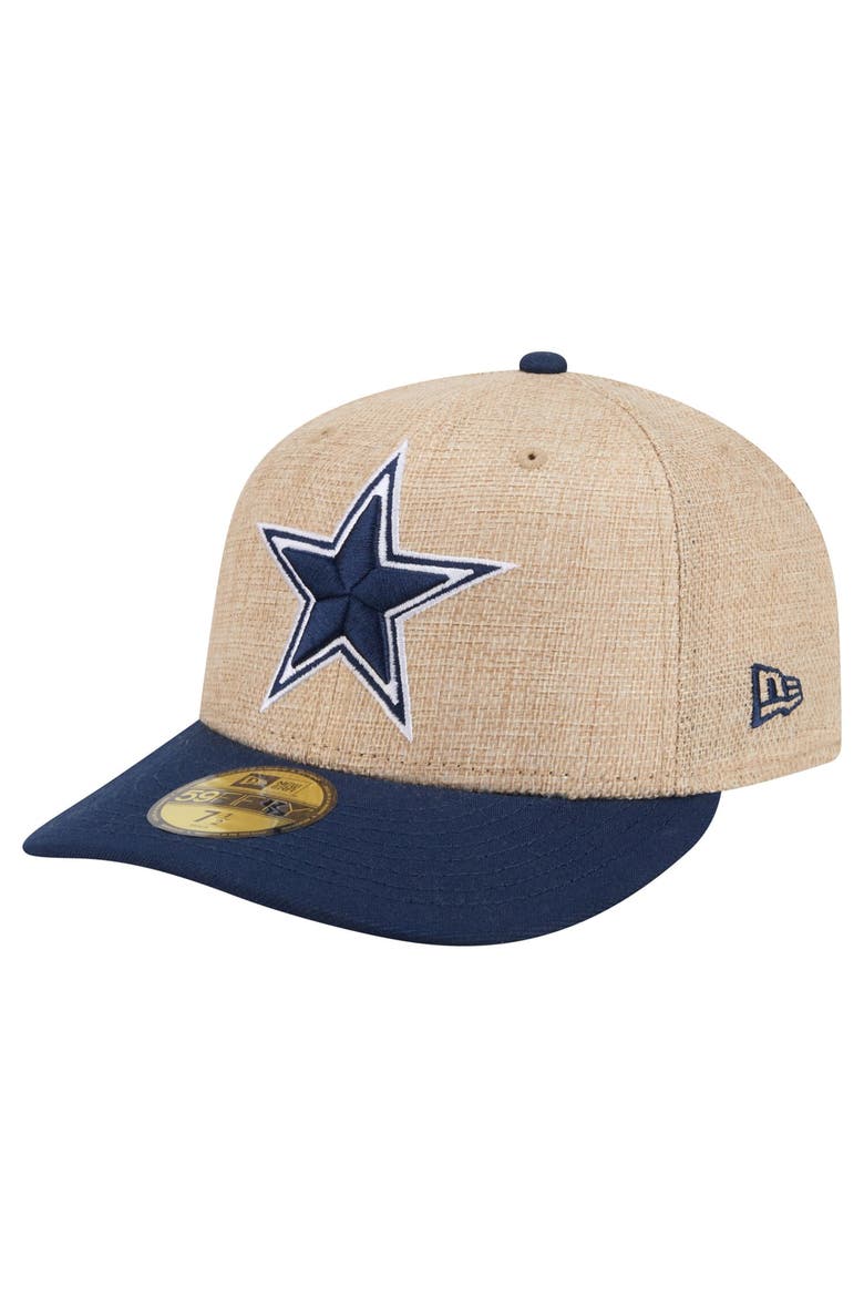 Men's New Era  Natural/Navy Dallas Cowboys Pre-Curved Twine 59FIFTY Fitted Hat, Main, color, Natural