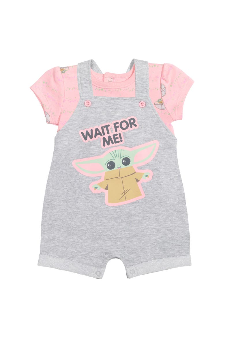 The Mandalorian Grogu Shortall and T-Shirt Set, Alternate, color, Grogu Pink Grey