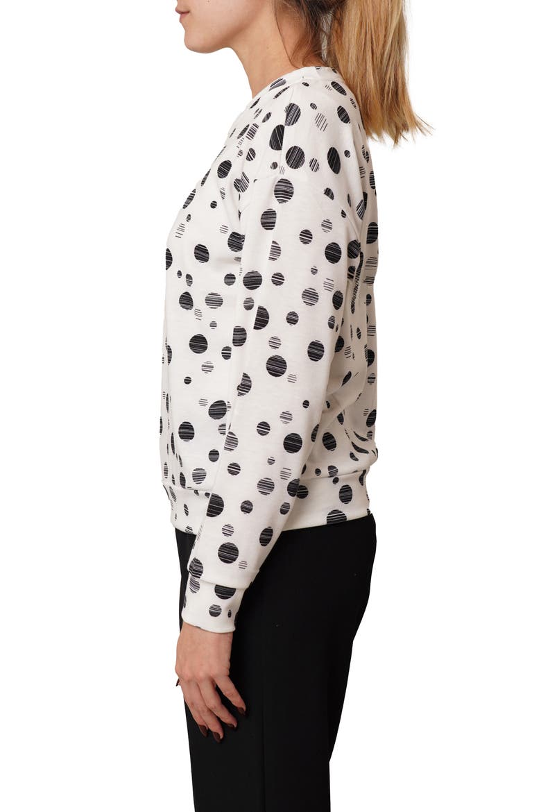 Drop Shoulder Dot French Terry Sweater, Alternate, color, BONE/ BLACK
