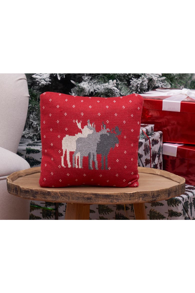 3 Moose Cotton Small/Petite Accent Pillow, 10" x 10", Alternate, color, Grey