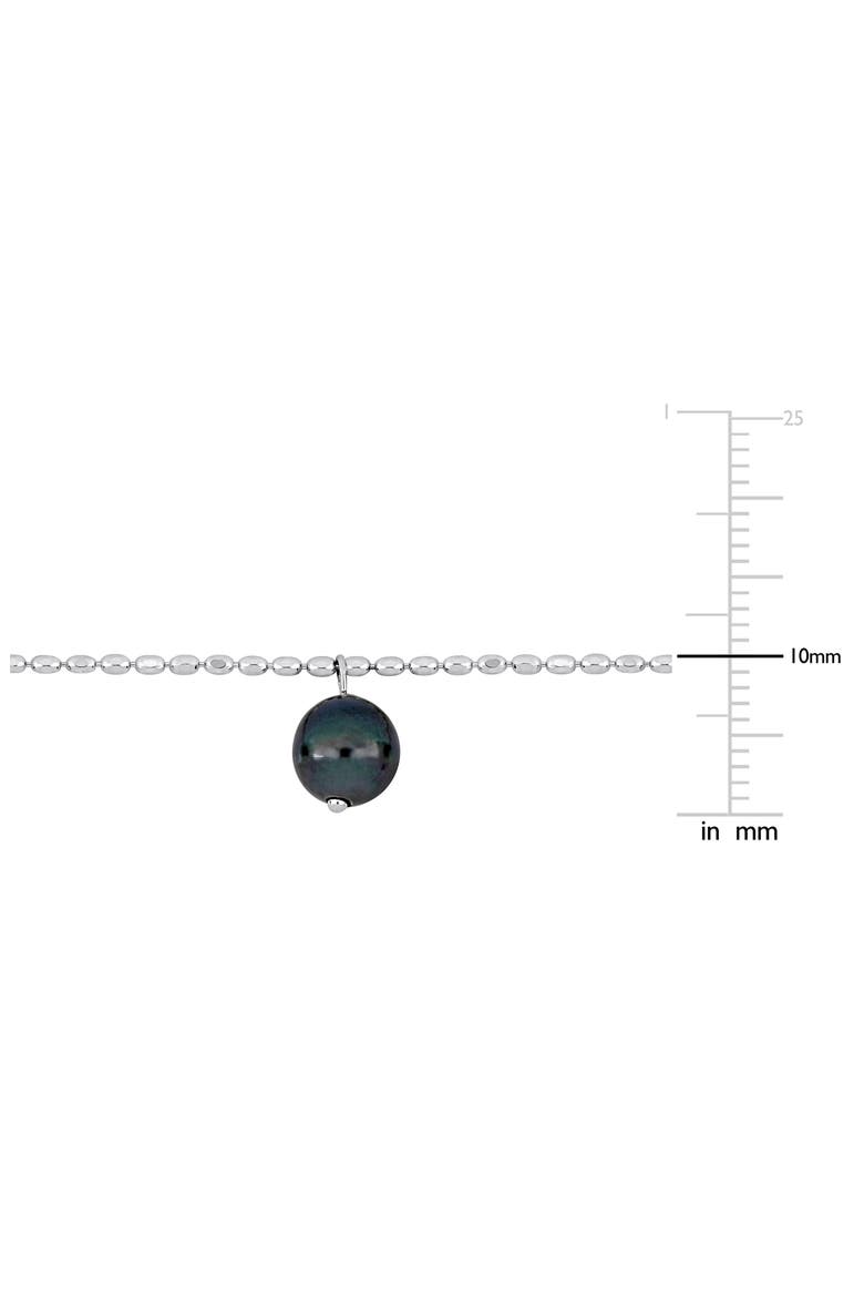 Sterling Silver Cultured Black Tahitian Pearl Charm Necklace, Alternate, color, BLACK