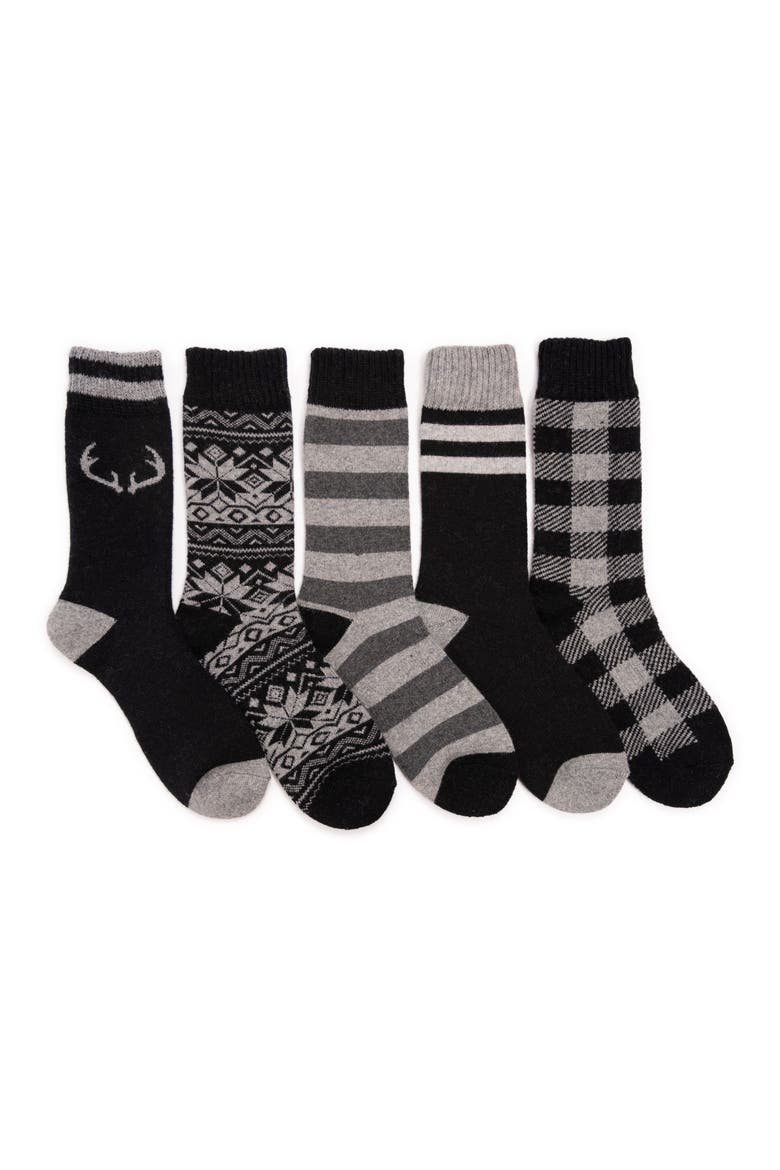 Wool Blend Socks 5 Pair Pack, Main, color, Ebony/Grey