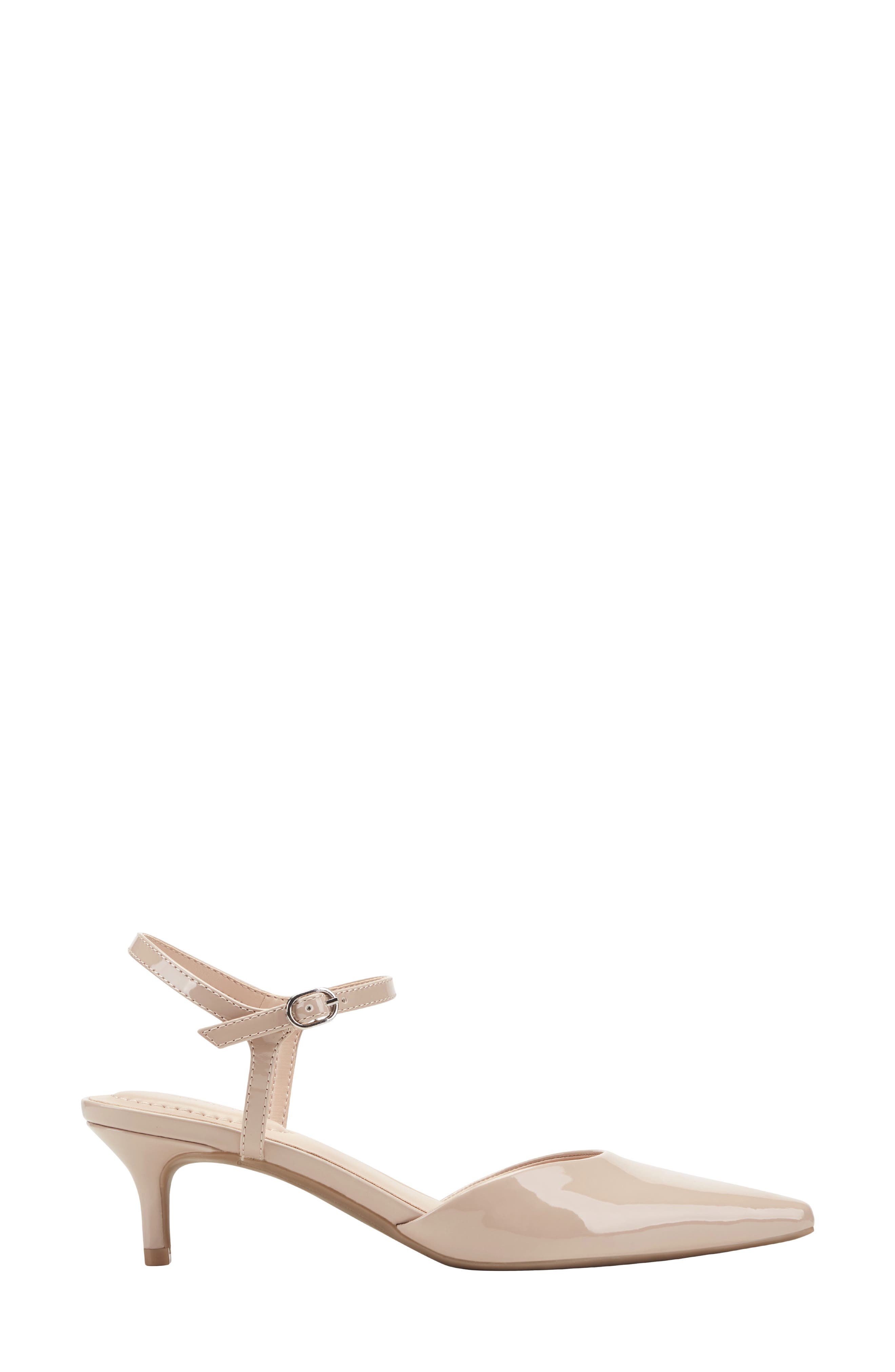 Rose Ankle Strap Pointed Toe Kitten Heel Sandal, Alternate, color, MEDIUM NATURAL