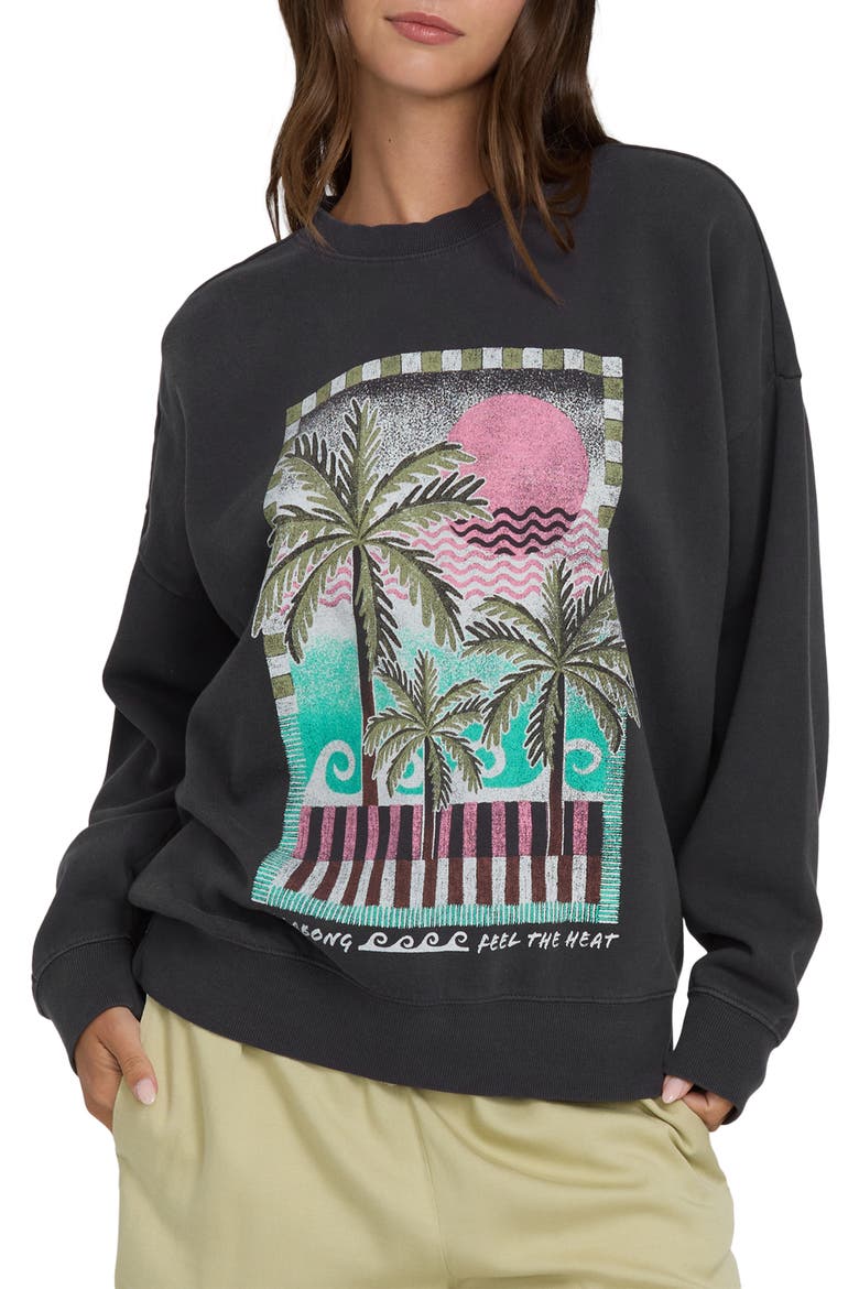 Echo Oversize Fleece Graphic Sweatshirt, Main, color, BLACK SANDS