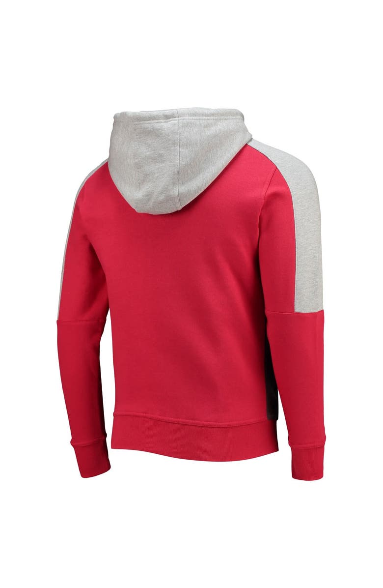 STARTER Men's Starter Red/Pewter Tampa Bay Buccaneers Playoffs Color Block Full-Zip Hoodie, Alternate, color, Red