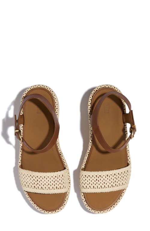 Fitflop Woven-edge Platform Sandals 70 In Deep Tan/ivory