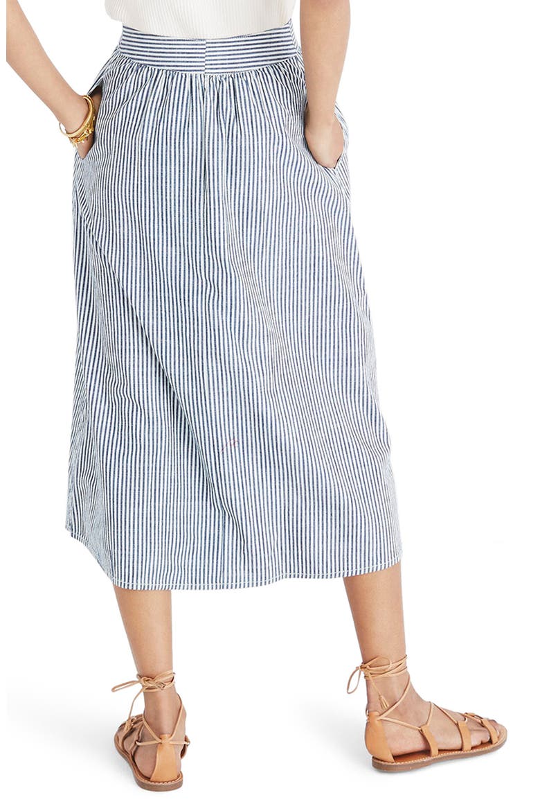 Palisade Chambray Stripe Button Front Midi Skirt, Alternate, color, CHAMBRAY STRIPE