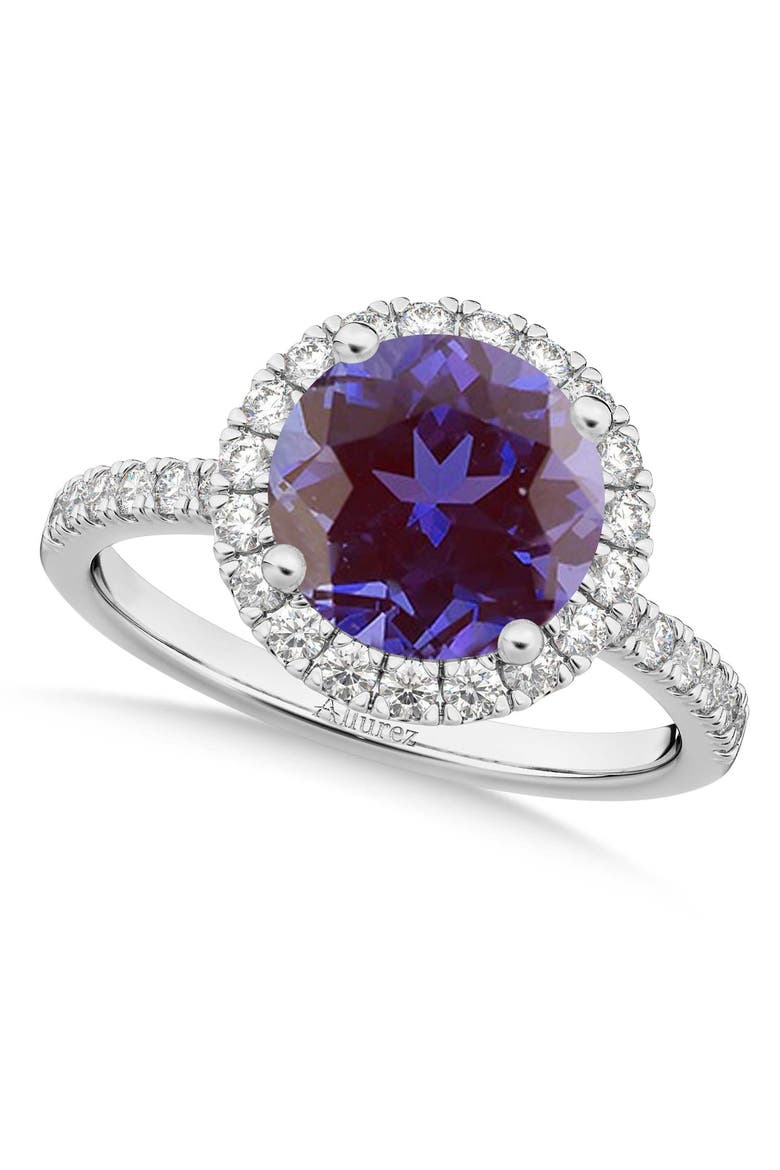 Halo Lab Alexandrite & Diamond Engagement Ring 14K, Main, color, 2.30ct/White Gold
