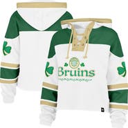 '47 Women's '47  White Boston Bruins McLucky Cropped Lacer Hoodie