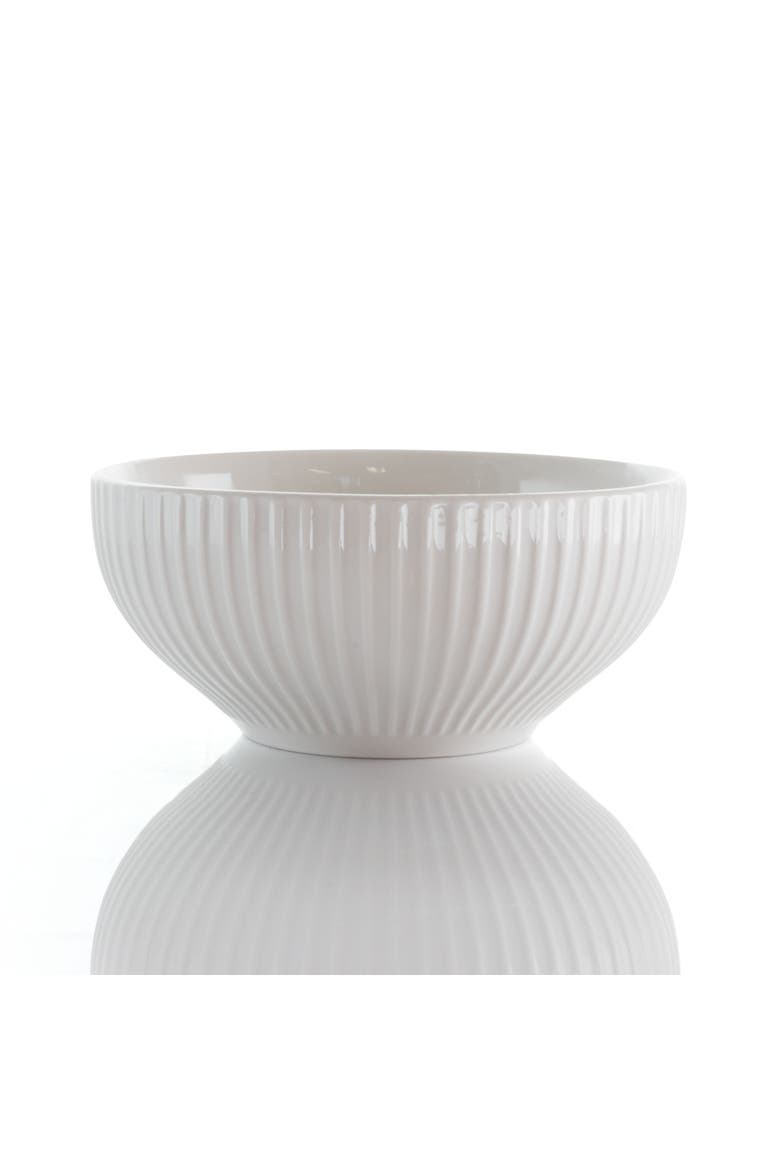 Elle 18 Piece Porcelain Dinnerware Set with 2 Large Serving Bowls, Alternate, color, White