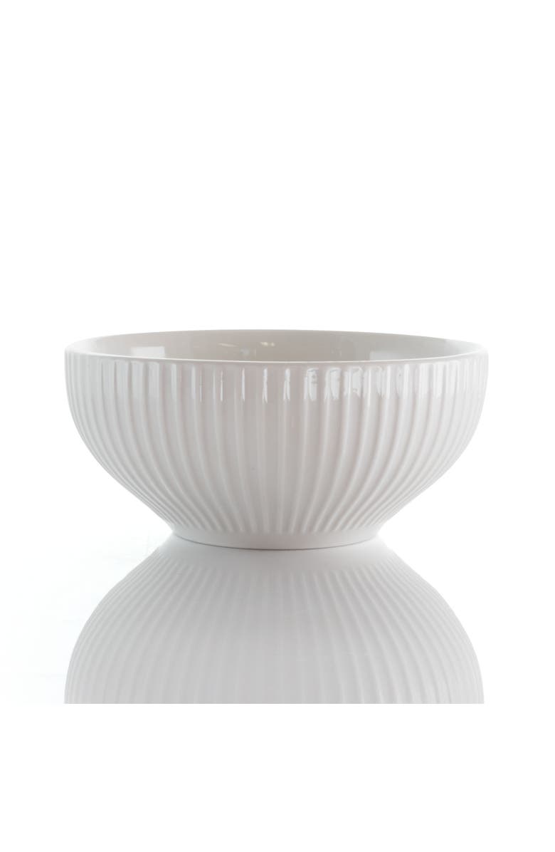 Elama Elle 18 Piece Porcelain Dinnerware Set with 2 Large Serving Bowls, Alternate, color, White