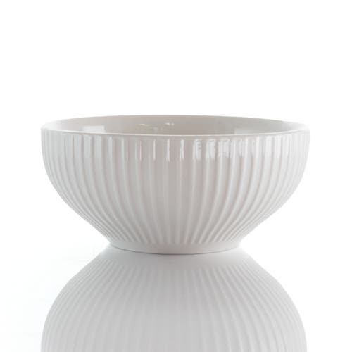 Elama Elle 18 Piece Porcelain Dinnerware Set With 2 Large Serving Bowls In White