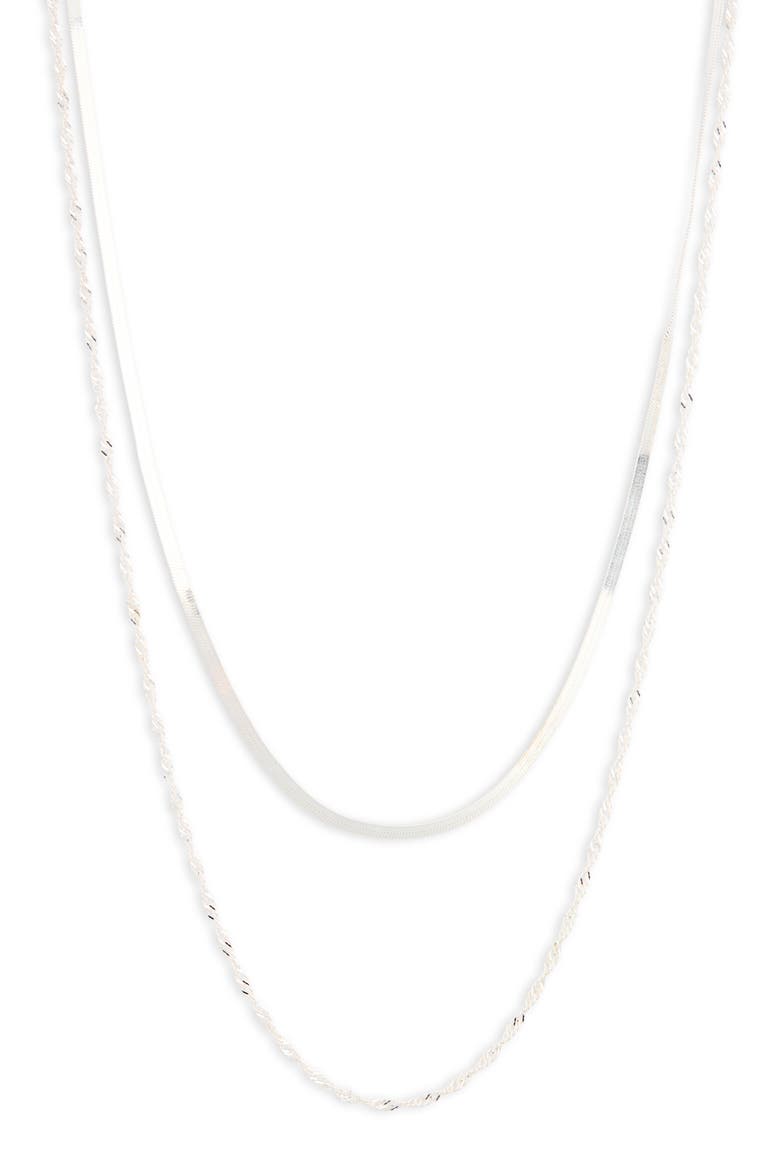 Herringbone Layered Necklace, Alternate, color, SILVER