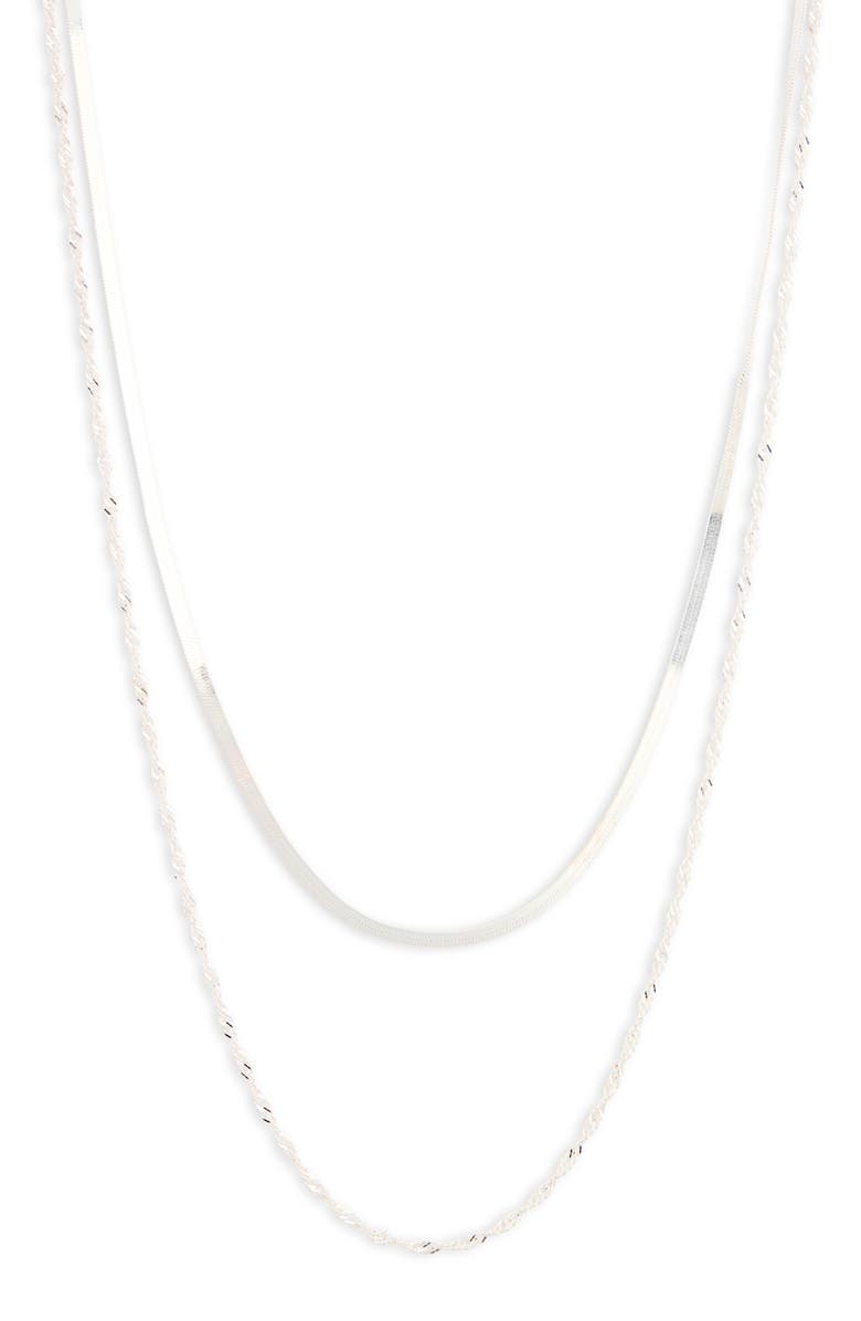 Argento Vivo Sterling Silver Herringbone Layered Necklace, Alternate, color, Silver