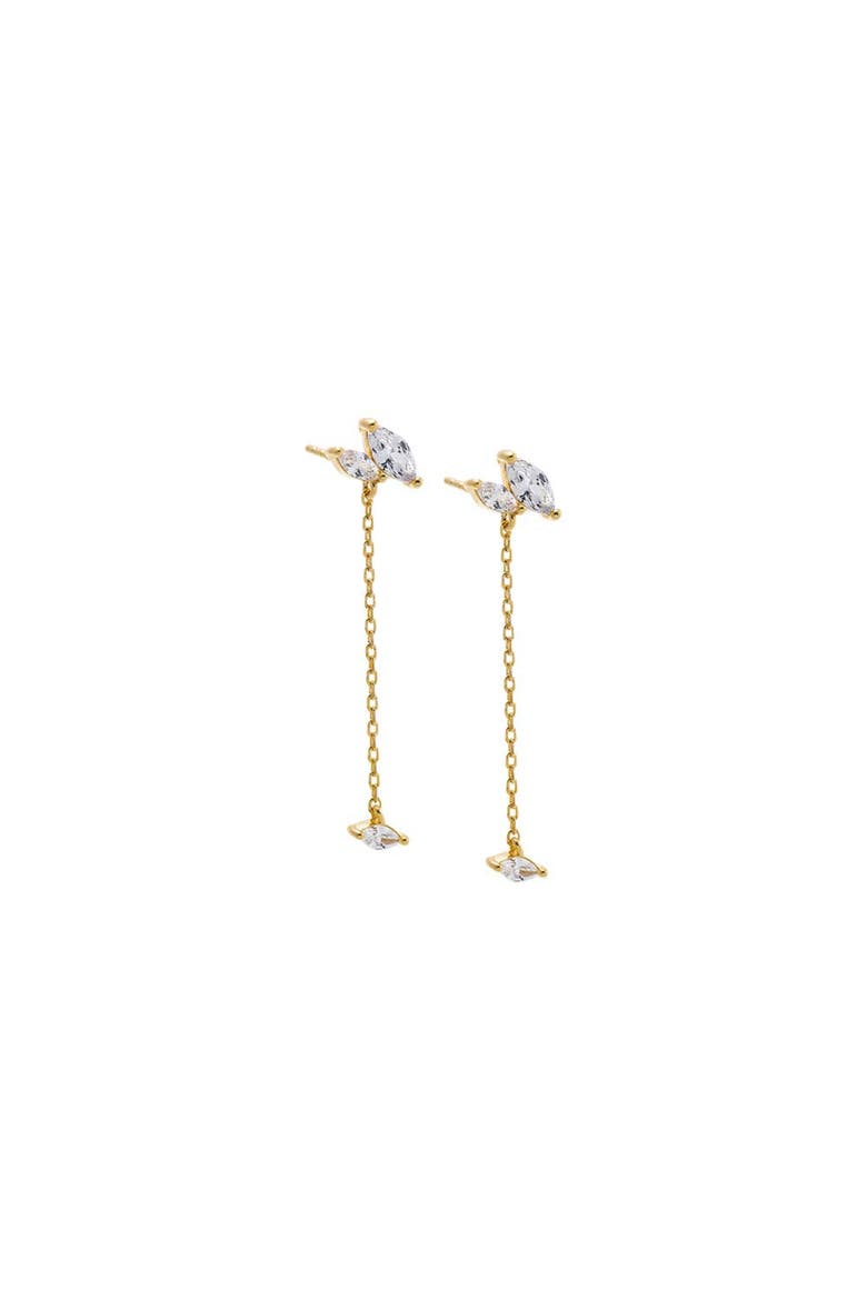 Marquise Cluster Drop Chain Stud Earring, Main, color, Gold