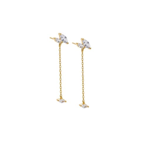 Marquise Cluster Drop Chain Stud Earring
