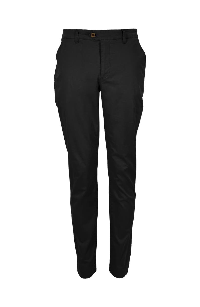 Lords of Harlech Jack Flat Front Stretch Sateen Pant, Main, color, Black