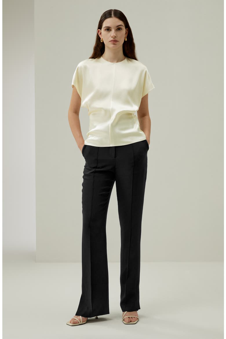 Women's Short Batwing Sleeve Silk Contour Top, Alternate, color, Lily White