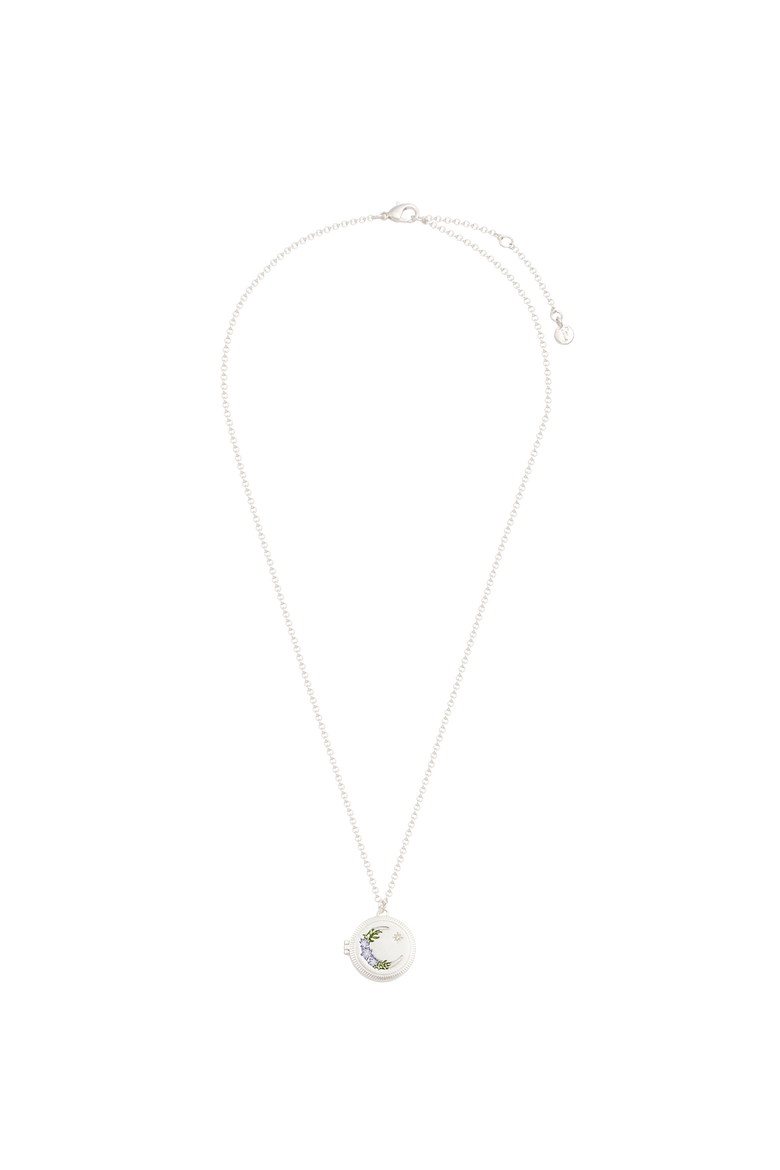 Nightshade Moon Silver Locket Chain Necklace, Alternate, color, Silver