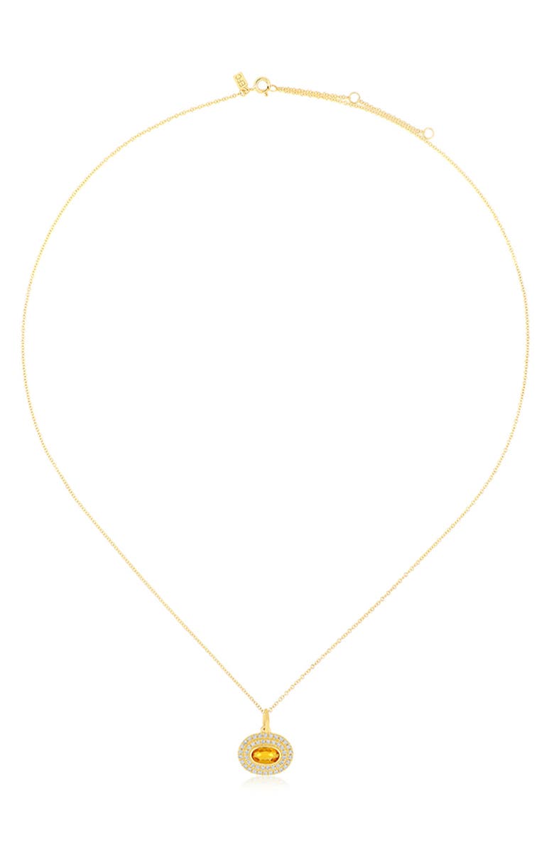 EF Collection Citrine & Diamond Pendant Necklace, Main, color, Yellow Gold