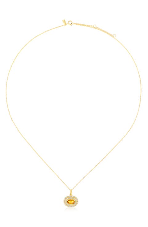 Citrine & Diamond Pendant Necklace