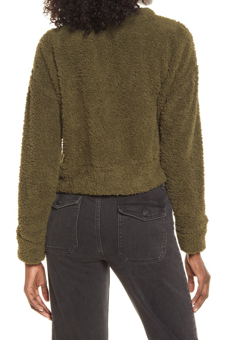 Cozy Fleece Cardigan, Alternate, color, OLIVE NIGHT