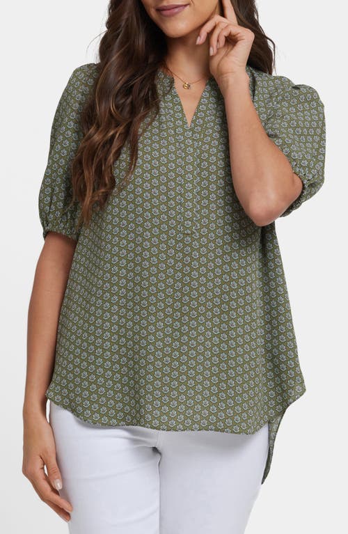 Nydj Puff Sleeve Popover Top In Esmeralda
