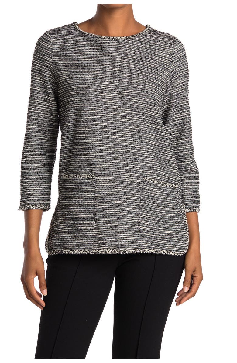 MAX STUDIO Space Dye 3/4 Sleeve Patch Pocket Top, Main, color, 