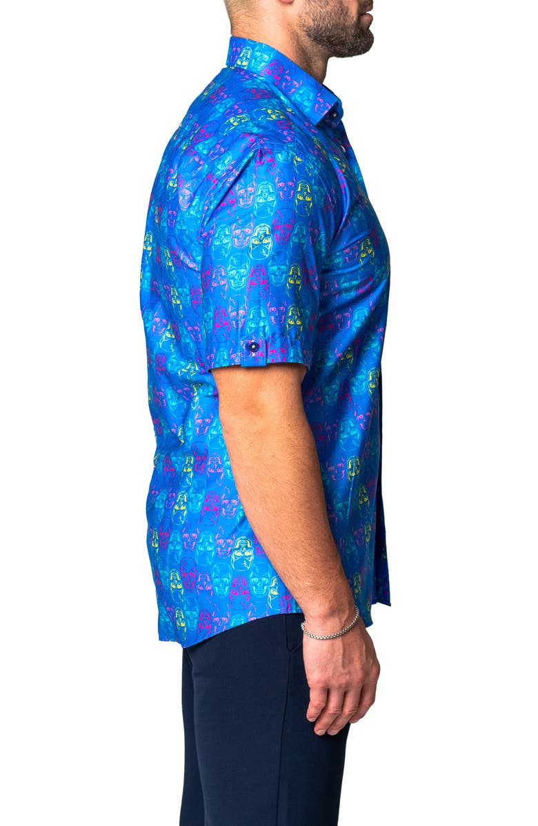 Maceoo Galileo Skull Regular Fit Short Sleeve Button-Up Shirt, Alternate, color, 