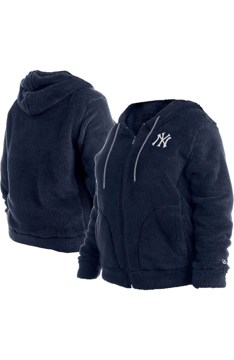 New Era Women's New Era Navy New York Yankees Plus Size Sherpa Full-Zip Jacket, Main, color, 