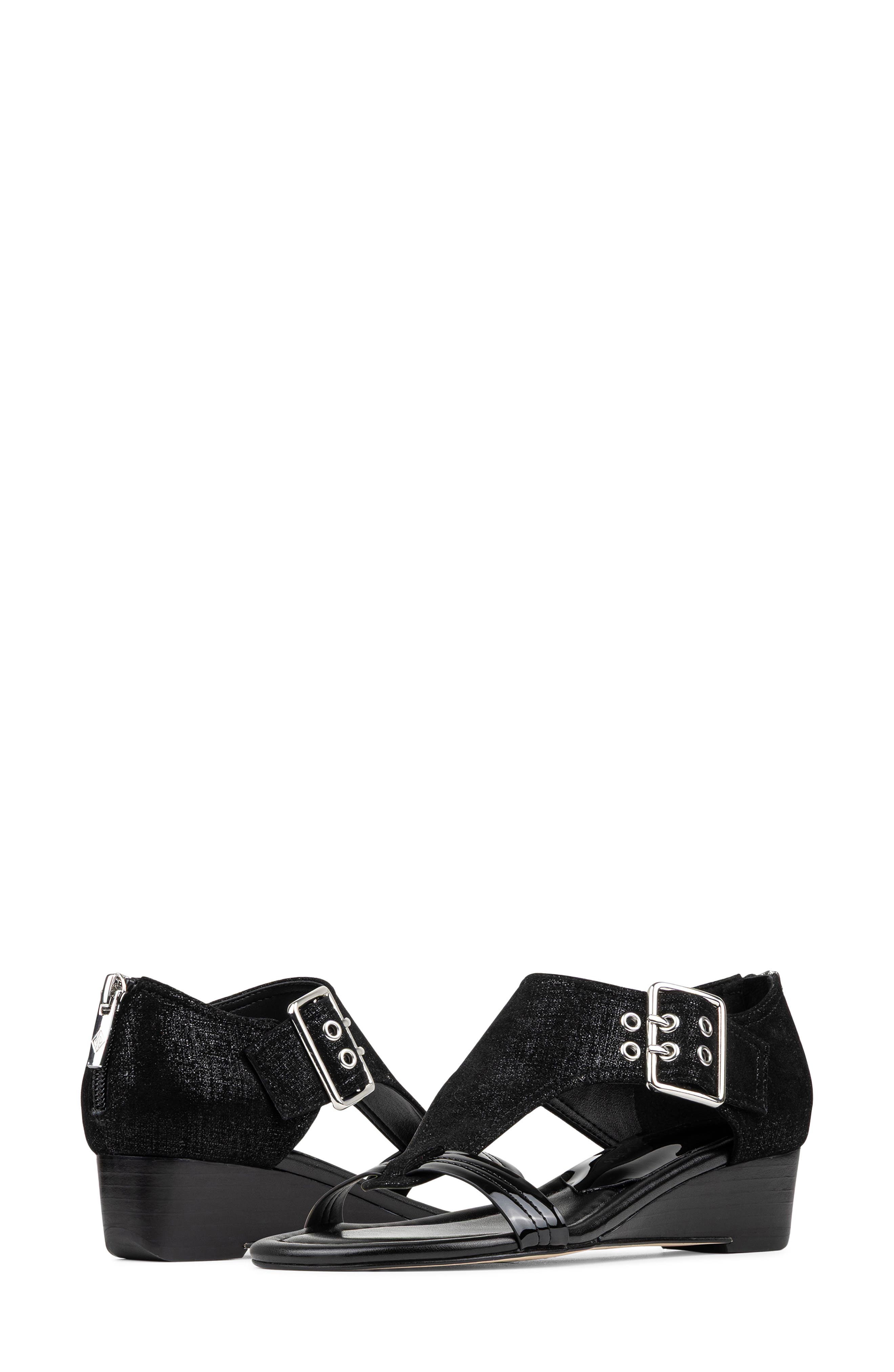 Donald Pliner Mid Wedge Sandal, Alternate, color, Black