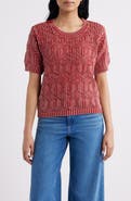 CITY BLUES Open Stitch Short Sleeve Sweater