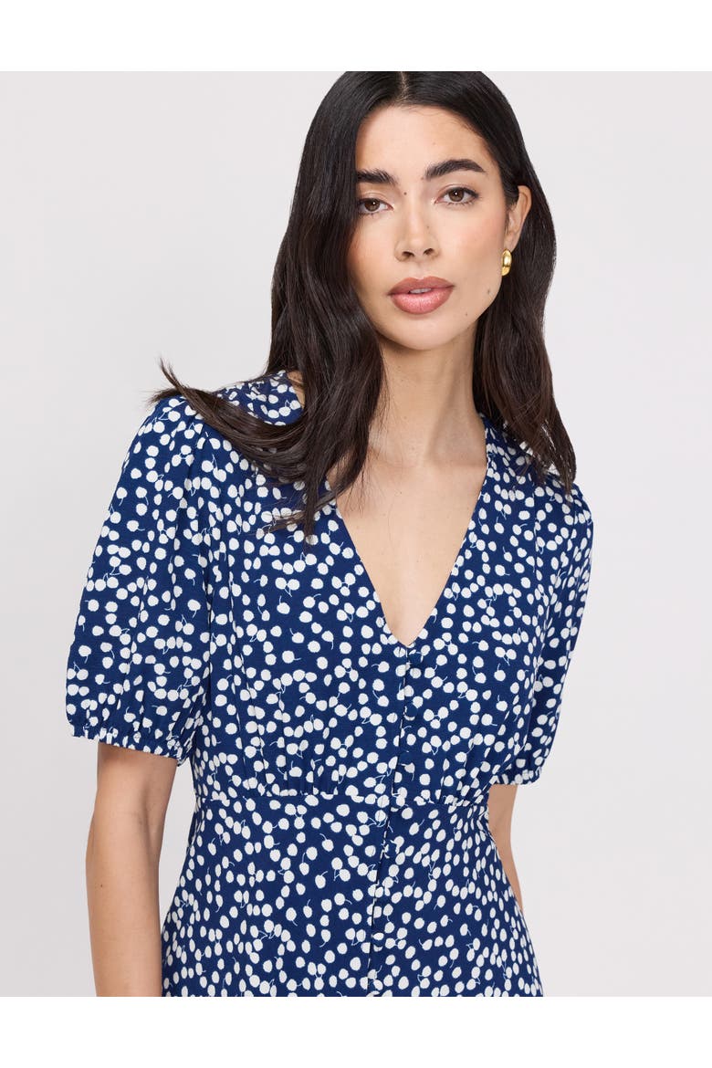 Ensley Button Through Short Dress, Alternate, color, Navy Cherry Spot