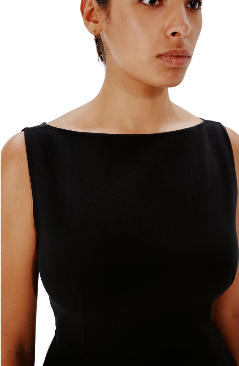 Another Tomorrow DOPPIO BOATNECK DRESS, Alternate, color, Black