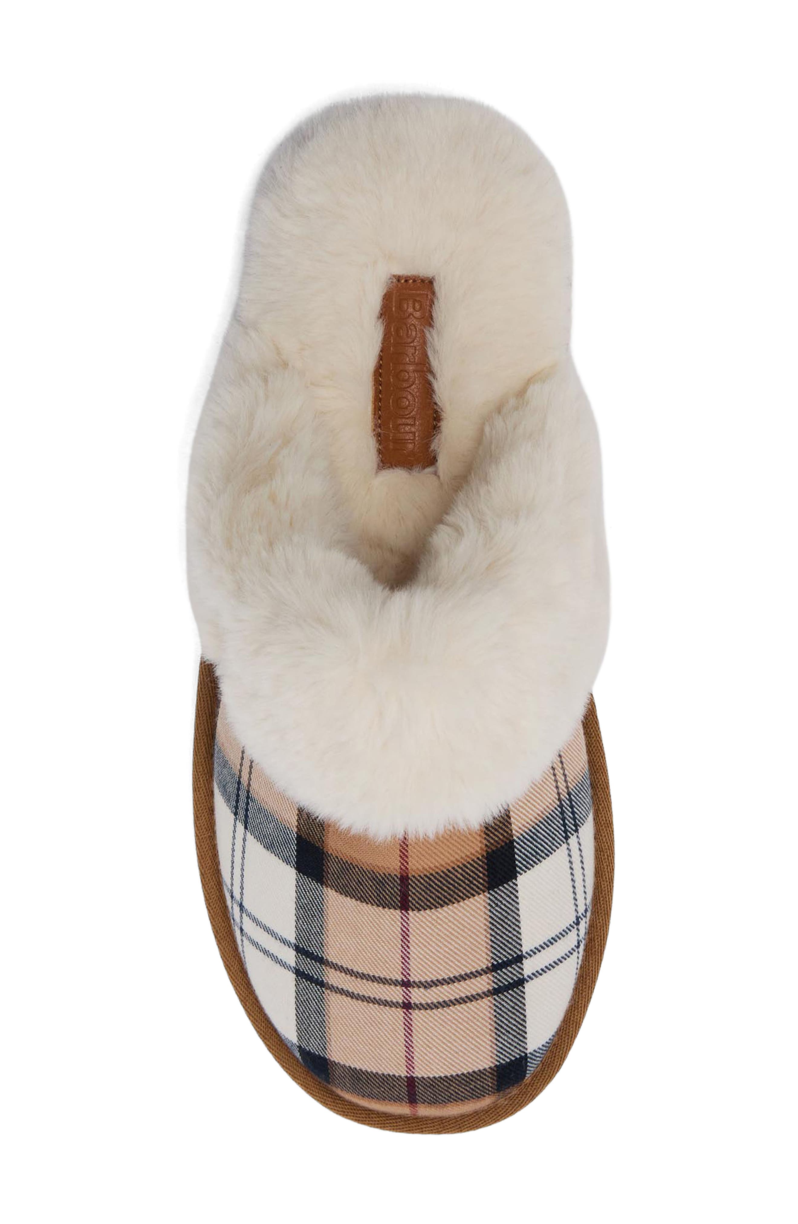 Barbour Claudia Faux Fur Lined Scuff Slipper, Alternate, color, Hessian Tartan