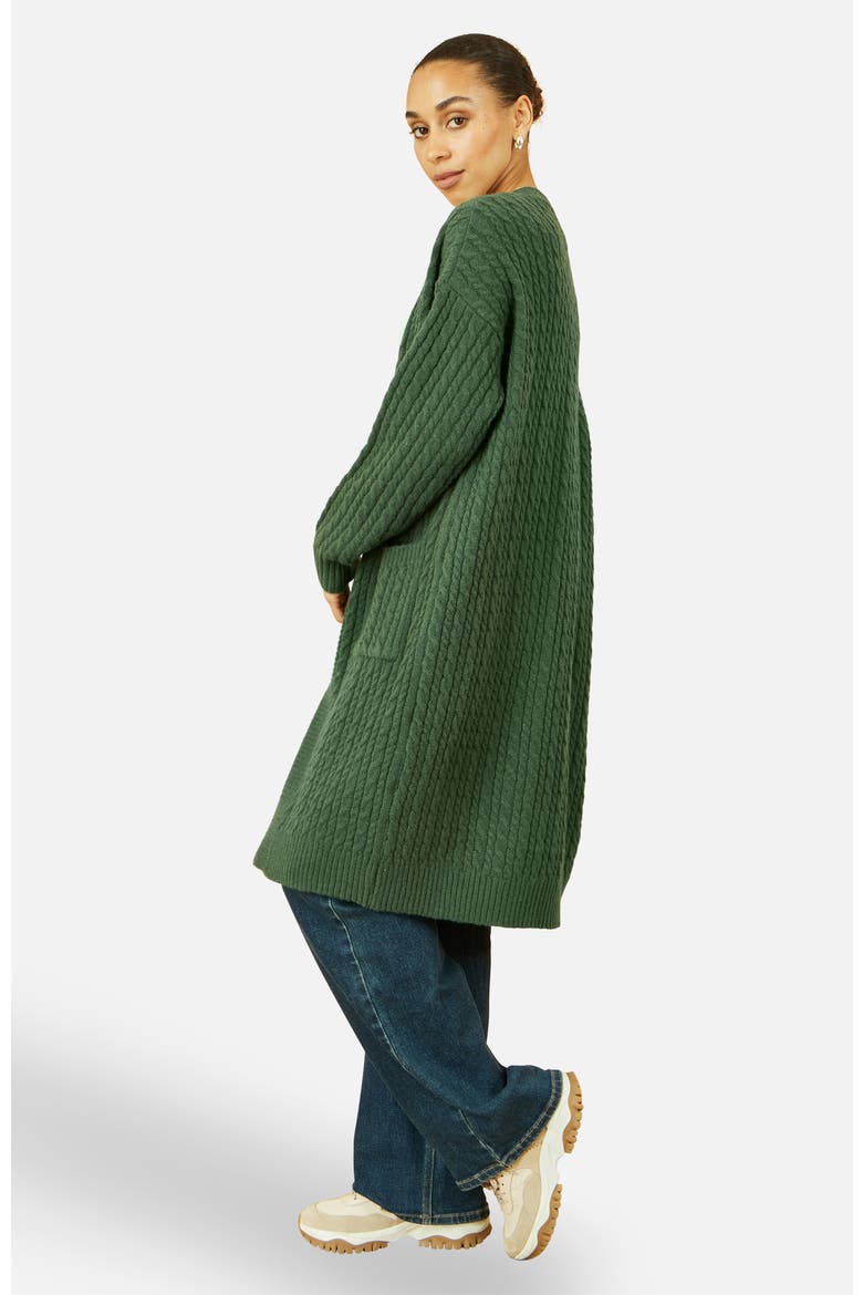 Cable Knit Long Sleeve Long Cardigan, Alternate, color, Green