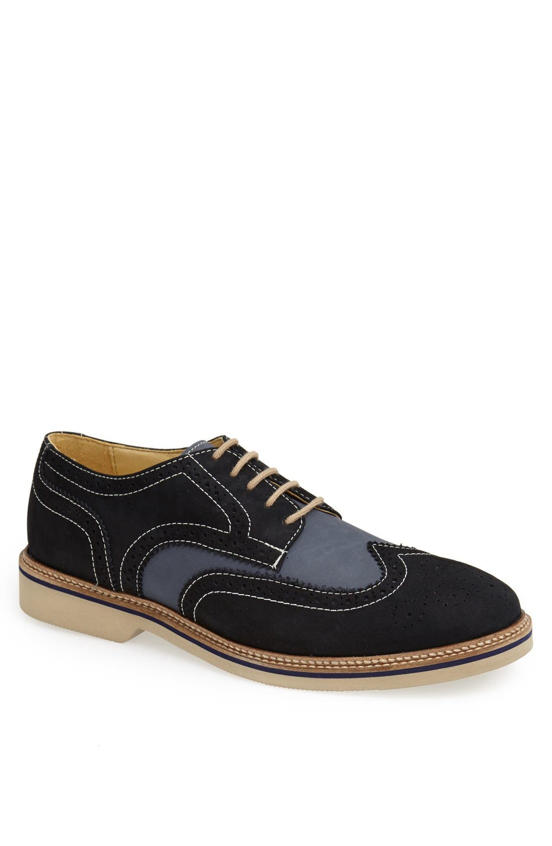 'Wing It' Suede Oxford, Main, color, NAVY/ BLUE