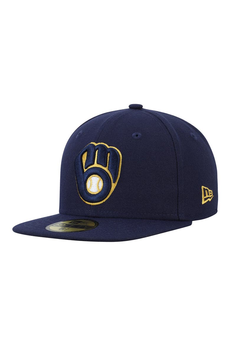 Youth New Era Navy Milwaukee Brewers Authentic Collection On Field 59FIFTY Fitted Hat, Alternate, color, NAVY