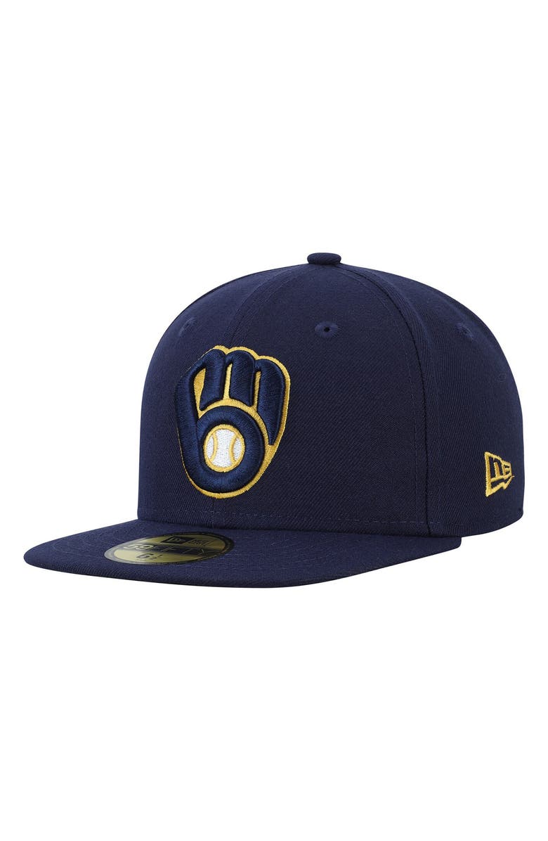 New Era Youth New Era Navy Milwaukee Brewers Authentic Collection On Field 59FIFTY Fitted Hat, Alternate, color,
