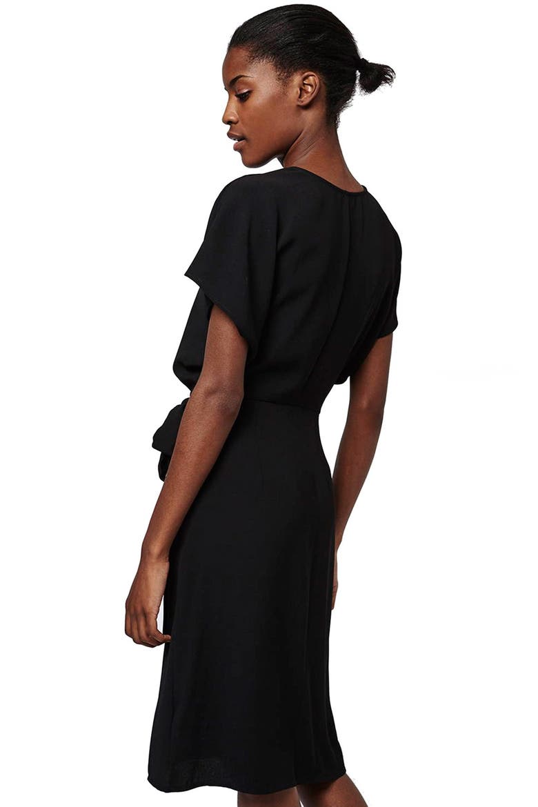 Crepe Wrap Dress, Alternate, color, BLACK