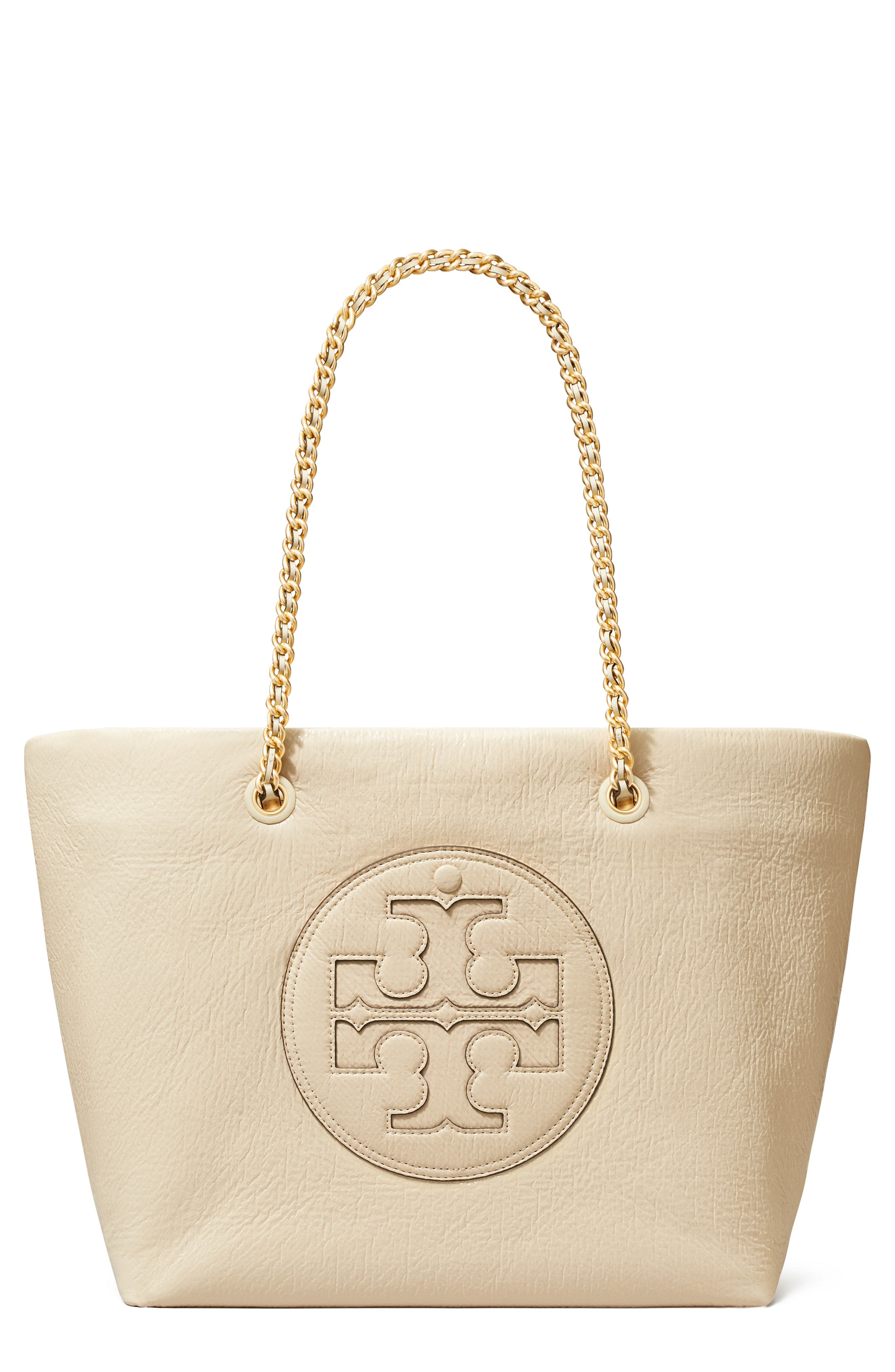 Tory Burch Ella Chain Crinkle Leather Tote, Main, color, 