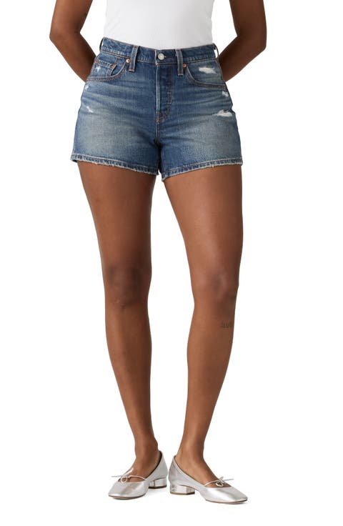 501® Curve Ripped Mid Rise Denim Shorts (Happy Vibes)