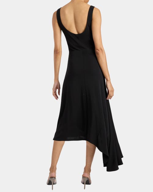 Santorelli Tani Sleeveless Midi Dress With Asymmetric Skirt Panel In Luxury Jersey