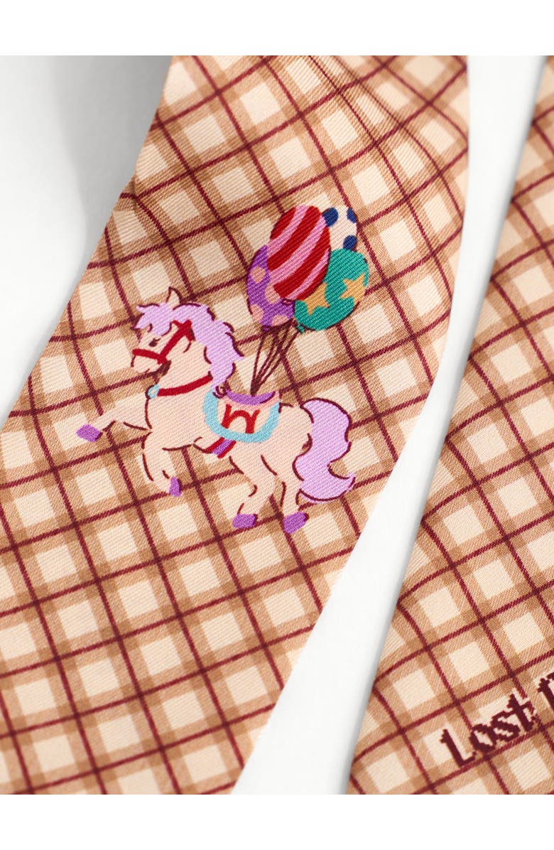 Lost Pattern "Pop Pony" Silk Twill Skinny Scarf, Alternate, color, Coffee