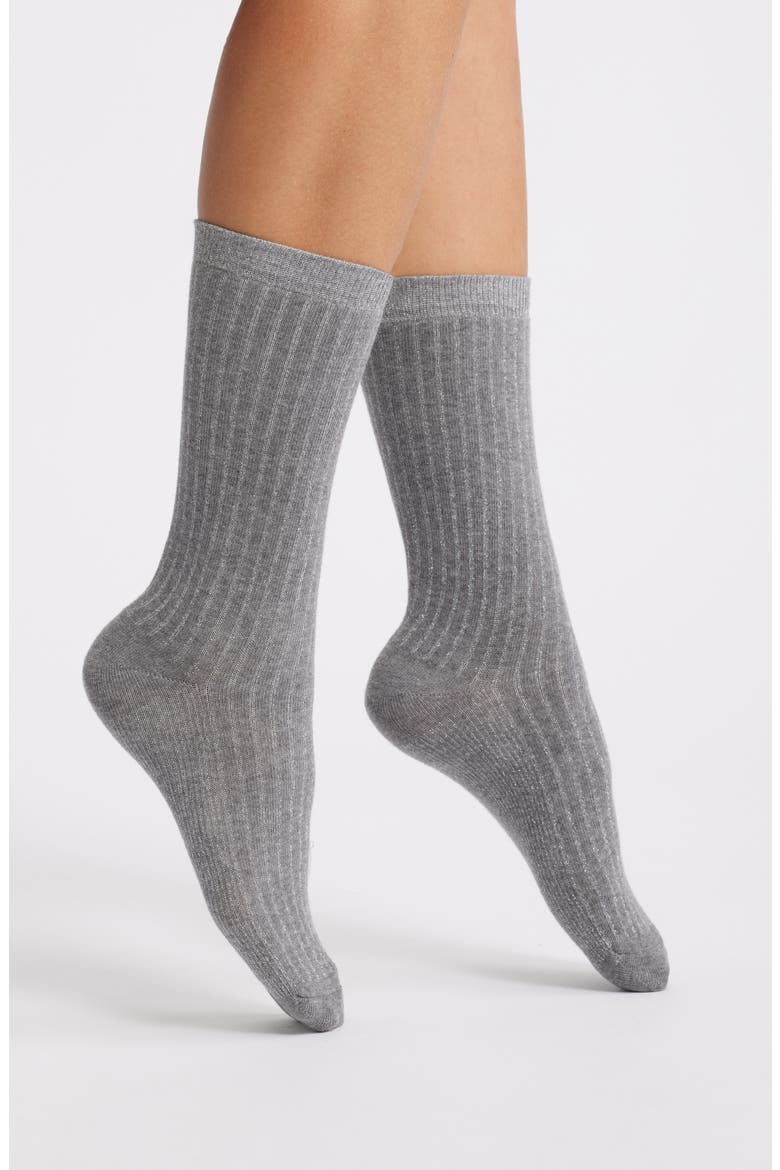 Sparkle Stripe Crew Socks, Main, color, GREY HEATHER