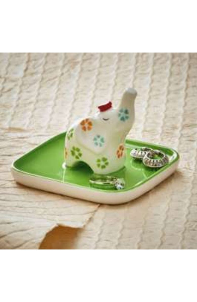 tag Elephant Ring Holder Multi Earthenware Everyday, Alternate, color, Green