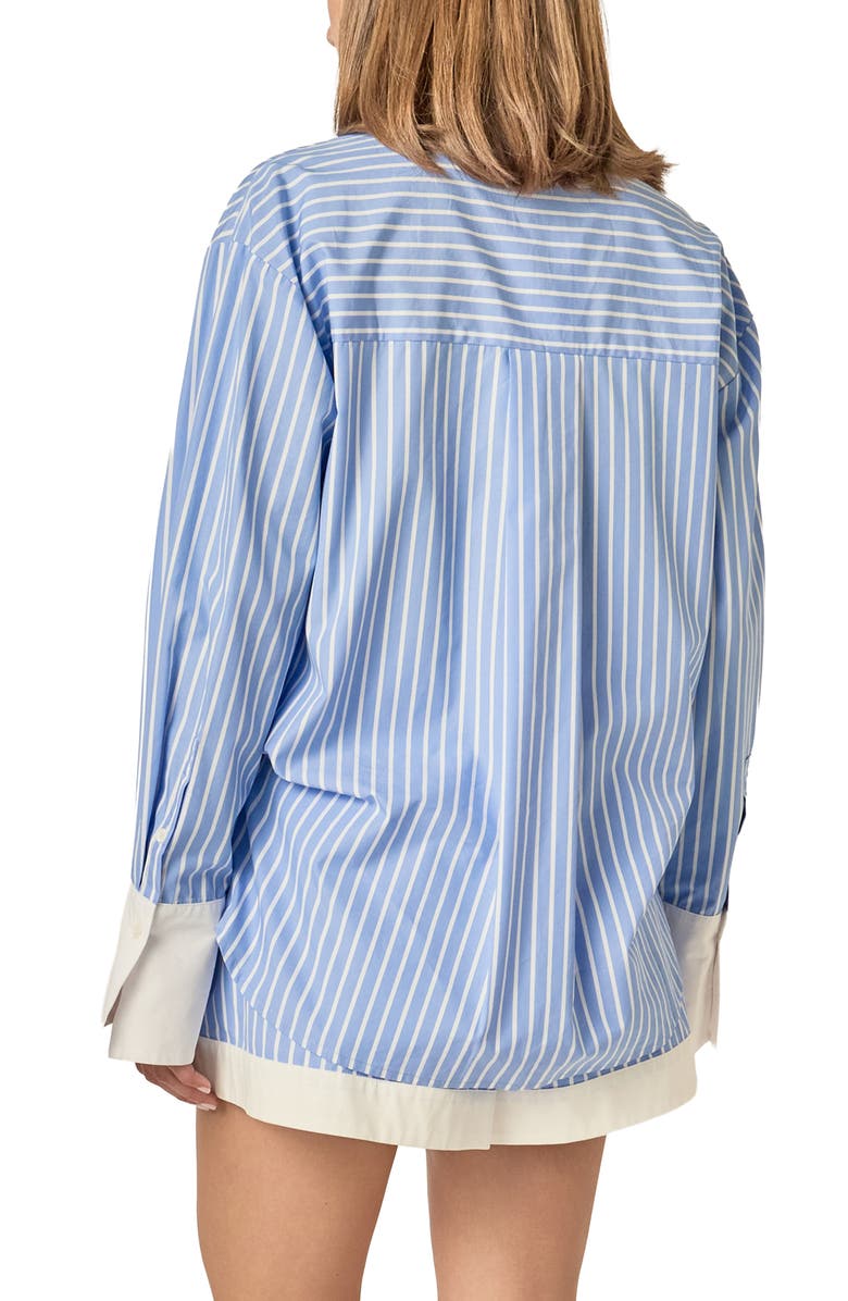 English Factory Stripe Oversize Poplin Shirt, Alternate, color, Blue/ White Stripe
